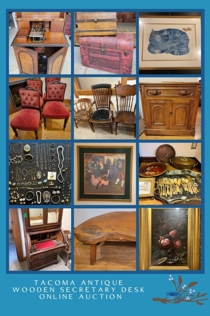 Tacoma Antique Wooden Secretary Desk Online Auction