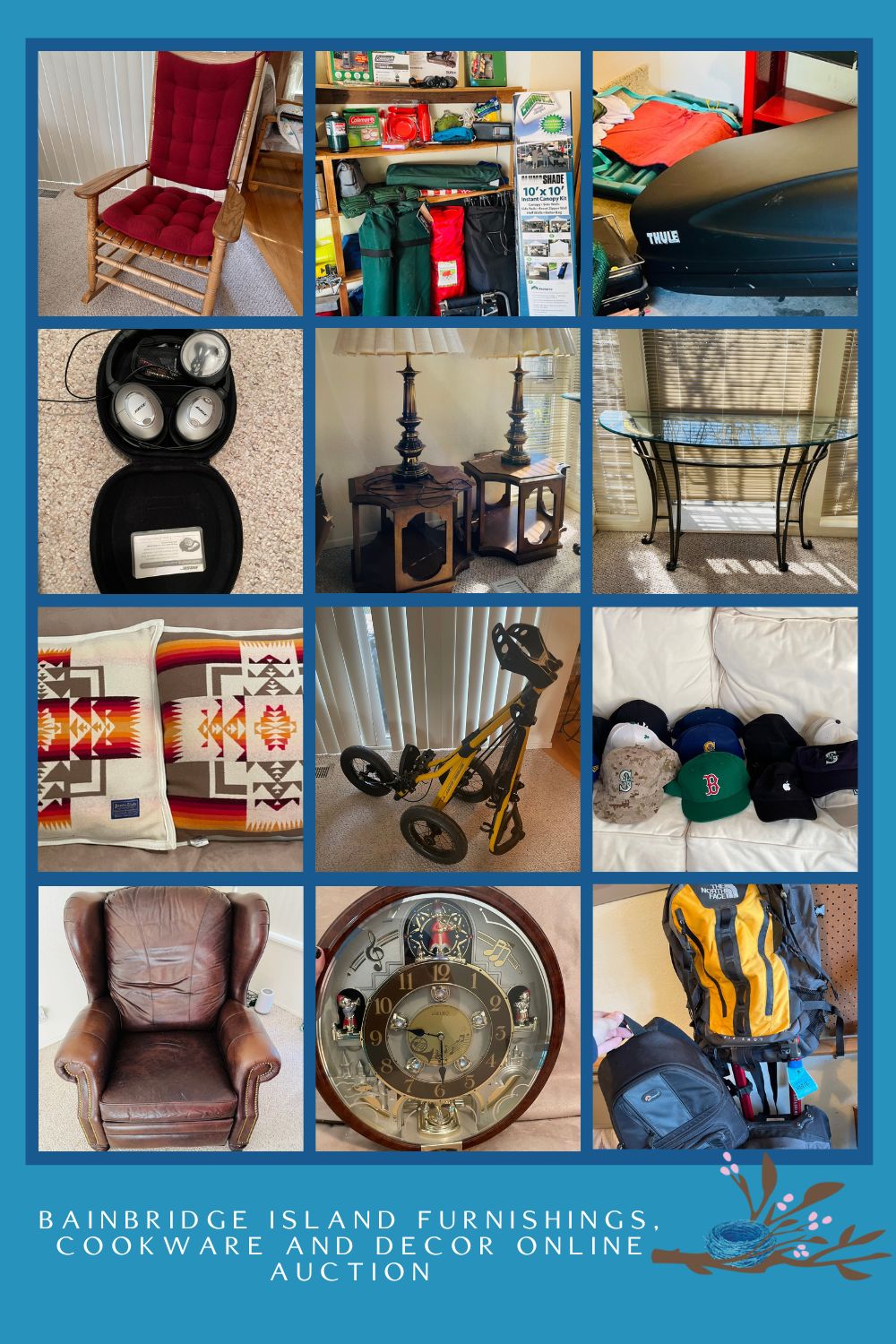 Bainbridge Island Furnishings, Cookware and Decor Online Auction